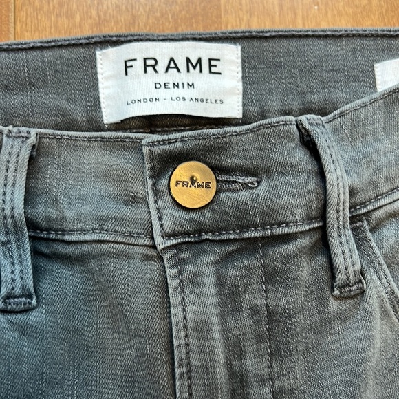 7. Frame Gray Le High Skinny Size 25 Black Velvet Tuxedo Stripe - Picture 5 of 8